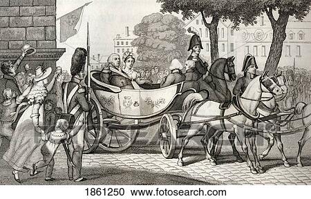 Stock Image - Louis Xviii 1755 To 1824 Enters Paris At The Restoration Of 1814 From Histoire De France By Colart Published Circa 1840. Fotosearch