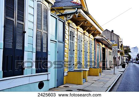 Louisiana, New Orleans, French Quarter, Historical building facades lining the street View Large Photo Image Stock Image - Louisiana, New Orleans, French Quarter, Historical building facades lining the street. Fotosearch