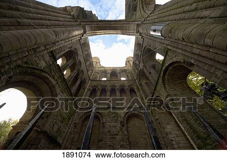 Picture - Low Angle View Inside The Ruins Of Roxburgh Castle; Scottish Borders, Scotland. Fotosearch