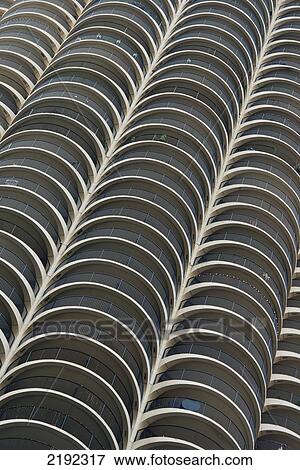Stock Photo - Low Angle View Of A Building With Curves To Give A Bumpy Facade; Chicago Illinois United States Of America. Fotosearch