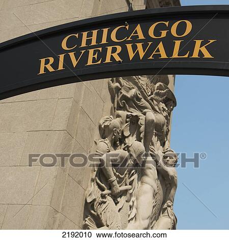 Low Angle View Of A Sign For Chicago Riverwalk; Chicago Illinois United States Of America View Large Photo Image Stock Image - Low Angle View Of A Sign For Chicago Riverwalk; Chicago Illinois United States Of America. Fotosearch