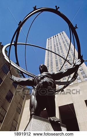 Stock Image - Low Angle View Of Atlas Statue And Rockefeller Centre. Fotosearch