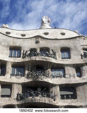 Stock Image - Low Angle View Of Casa Mila. Fotosearch