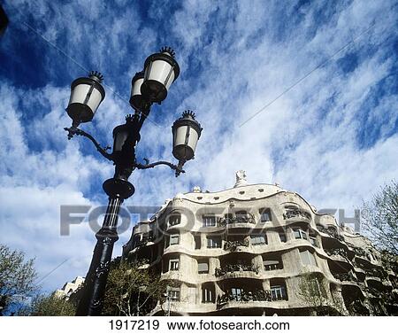 Stock Photo - Low Angle View Of Casa Mila. Fotosearch