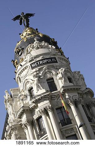 Stock Photography - Low Angle View Of Edificio Metropolis At Gran Via. Fotosearch