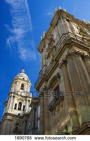 Low Angle View Of Malaga Cathedral View Large Photo Image Stock Photography - Low Angle View Of Malaga Cathedral. Fotosearch