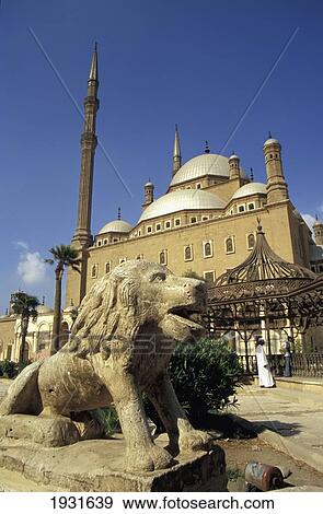 Stock Photo - Low Angle View Of Muhammad Ali Mosque And Lion Sculpture, The Citadel, Cairo, Egypt; Cairo, Egypt. Fotosearch
