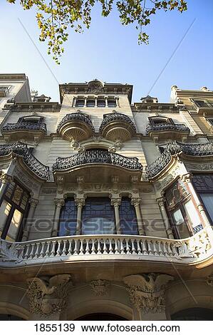 Low Angle View Of Ornate Balconies, Barcelona, Spain View Large Photo Image Stock Photo - Low Angle View Of Ornate Balconies, Barcelona, Spain. Fotosearch