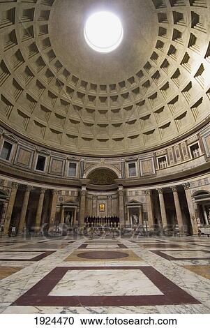Stock Image - Low Angle View Of Pantheon Interior; Rome, Italy. Fotosearch