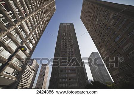 Stock Photograph - Low angle view of residential skyscrapers; Paris, France. Fotosearch