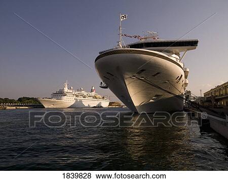 Stock Photo - Low Angle View Of Ship Moored In Harbour; Venice, Italy. Fotosearch