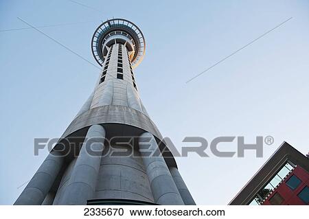 Stock Image - Low Angle View Of Sky Tower; New Zealand. Fotosearch