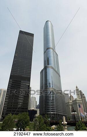 Low Angle View Of Skyscrapers; Chicago Illinois United States Of America View Large Photo Image Stock Photo - Low Angle View Of Skyscrapers; Chicago Illinois United States Of America. Fotosearch