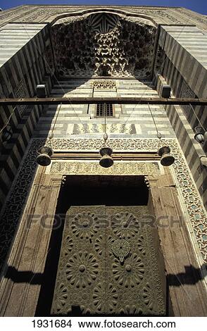Picture - Low Angle View Of The Detailed Doorway To Sultan Al-Muayyid Mosque, Cairo, Egypt; Cairo, Egypt. Fotosearch