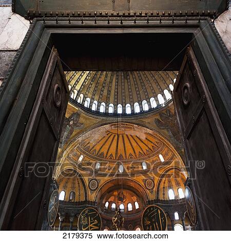Stock Photography - Low Angle View Of The Ornate Details In The Hagia Sophia Museum; Istanbul Turkey. Fotosearch
