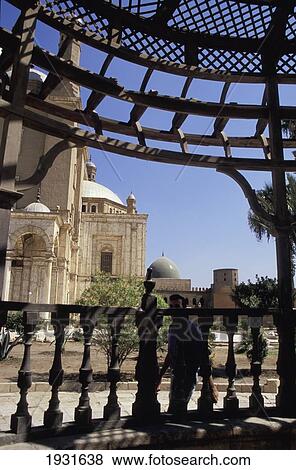 Stock Photo - Low Angle View Of The Side Of Muhammad Ali Mosque From Under An Awning, The Citadel, Cairo, Egypt; Cairo, Egypt. Fotosearch