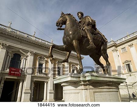 Stock Photography - Low Angle View Of Victor Emmanuel Monument At Piazza Del Campidoglio; Rome Italy. Fotosearch