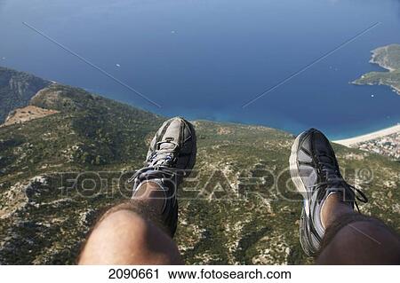Stock Image - Low Section Of A Paraglider From Mt Babadag (1950 Meters) To Oludeniz At The Turquoise Coast, Southern Turkey. Fotosearch
