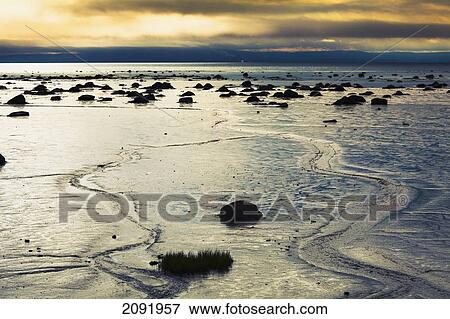 Low Tide On Saint Lawrence River; Petite-Riviere-Saint-Francois Quebec Canada View Large Photo Image Stock Photo - Low Tide On Saint Lawrence River; Petite-Riviere-Saint-Francois Quebec Canada. Fotosearch