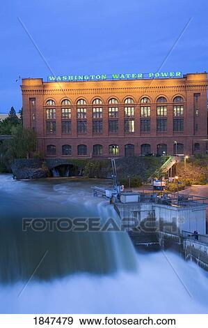 Stock Photo - Lower Falls Of Spokane River During Major Food In Riverfront Park; Spokane, Palouse, Washington, Usa. Fotosearch