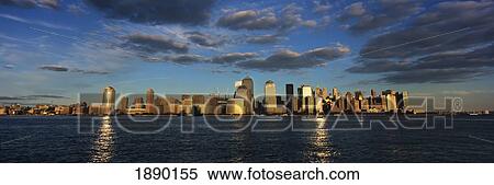 Stock Photography - Lower Manhattan At Sunset, Viewed From Jersey City.. Fotosearch