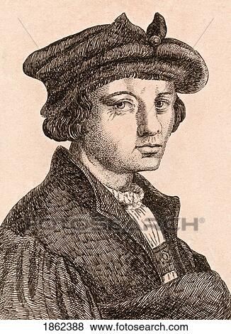 Stock Photo - Lucas Van Leyden 1489? -1533 Aka Lucas Hugensz Or Lucas Jacobsz Dutch Artist From 75 Portraits Of Celebrated Painters From Authentic Originals Etched By James Girtin Published London 1817. Fotosearch
