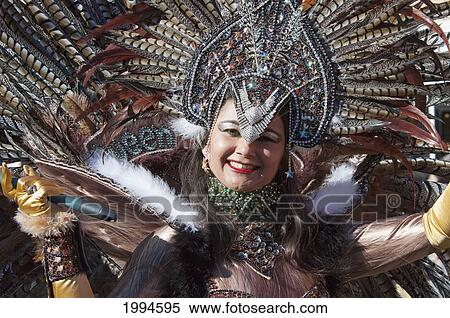 Stock Photography - Lucia Azevedo, Brazilian Samba Dancer At The Chinese New Year Parade (2005, Year Of The Rooster) In Chinatown, Vancouver, British Columbia, Canada. Fotosearch