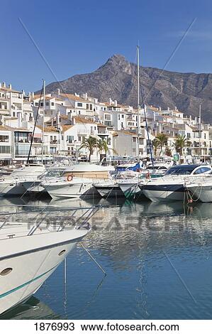 Stock Image - Luxury Yachts At Puerto JosÃƒÆ’Ã‚Â© BanÃƒÆ’Ã‚Âºs In Costa Del Sol; Marbella, Malaga, Andalusia, Spain. Fotosearch