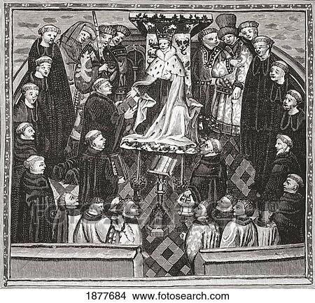 Picture - Lydgate Presenting His Book To King Henry V. John Lydgate Of Bury, C. 1370 To C. 1451. English Monk And Poet. From The Book Short History Of The English People By J. R. Green, Published London 1893.. Fotosearch