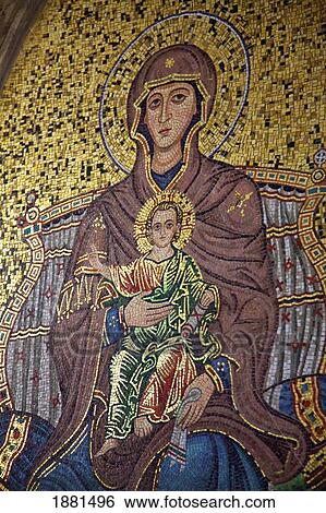Madonna And Child Mosaic; Taormina, Sicily, France View Large Photo Image Stock Photograph - Madonna And Child Mosaic; Taormina, Sicily, France. Fotosearch