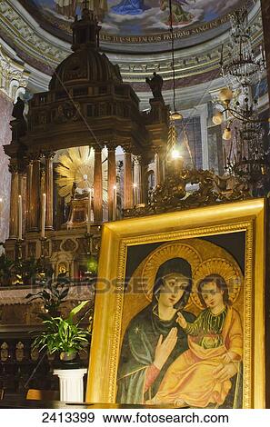 Madonna and child painting in St. Maria della Scala's church, Trastevere district; Rome, Italy View Large Photo Image Stock Photo - Madonna and child painting in St. Maria della Scala's church, Trastevere district; Rome, Italy. Fotosearch