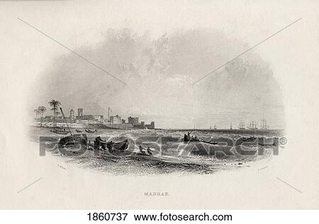 Stock Photo - Madras India 19Th Century Engraving By C Cousen After T Allom. Fotosearch