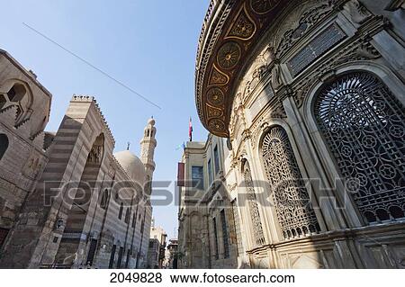 Stock Photo - Madrasa Khanqah Of Sultan Al-Zahir Barquq And 19Th Century Palace, Cairo, Al Qahirah, Egypt. Fotosearch