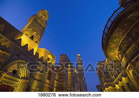 Madrasa Of Barquq Mosque Illuminated At Dusk View Large Photo Image Stock Photo - Madrasa Of Barquq Mosque Illuminated At Dusk. Fotosearch