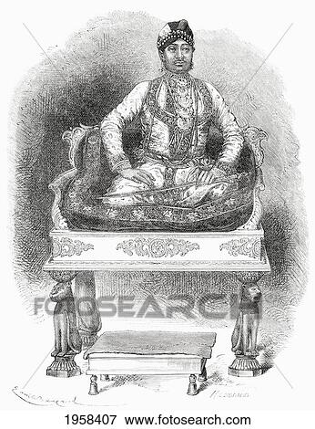 Stock Photo - Maharana Shambhu Singh, 1847 To 1874, Of Udaipur, India. Seventy-First Ruler Of The Mewar Dynasty From 1861 To 1874. From El Mundo En La Mano, Published 1878.. Fotosearch