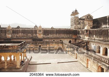 Picture - Maharani Courtyard, Amber Palace & Fort, Rajasthan, India. Fotosearch