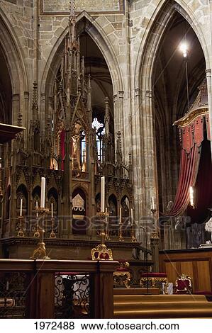 Stock Photo - Main Altar In St. Vitus Cathedral, Prague, Czech Republic. Fotosearch