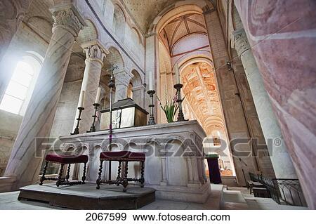 Stock Photo - Main Altar In The Abbey Church Of Saint-Savin Sur Gartempe, Saint-Savin Sur Gartempe, Vienne, France. Fotosearch
