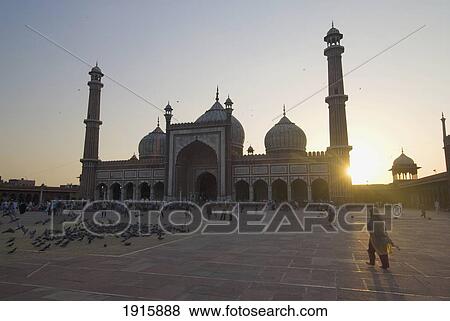 Stock Photo - Main Courtyard Of Jami Masjid At Dusk. Fotosearch