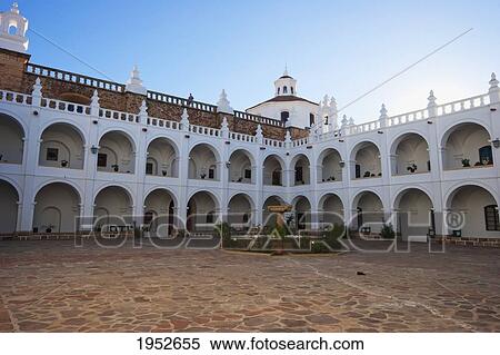 Stock Photography - Main courtyard of the San Felipe Neri Church, Sucre, Chuquisaca Department, Bolivia. Fotosearch