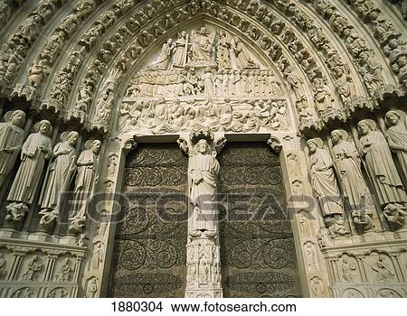 Main Door Of Notre Dame Cathedral, Close Up View Large Photo Image Picture - Main Door Of Notre Dame Cathedral, Close Up. Fotosearch