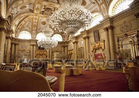 Stock Image - Main Durbar Hall At The Jay Vilas Palace, Gwalior, Madhya Pradesh, India. Fotosearch