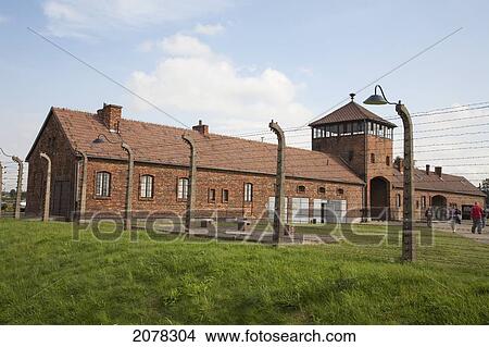 Main Guard House (Gate Of Death), Auschwitz-Birkenau Concentration Camp, Oswiecim, Malopolska, Poland View Large Photo Image Picture - Main Guard House (Gate Of Death), Auschwitz-Birkenau Concentration Camp, Oswiecim, Malopolska, Poland. Fotosearch