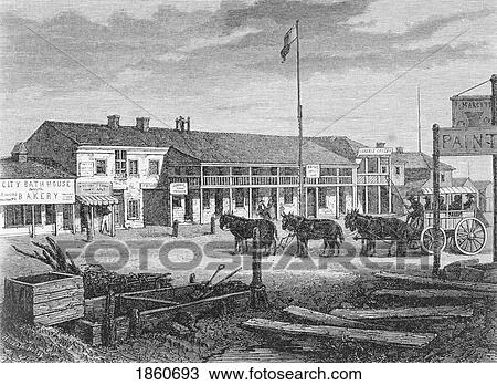 Stock Image - Main Street Of Salt Lake City Utah United States In The 1860S From A 19Th Century Print. Fotosearch