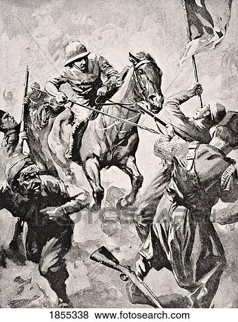 Stock Photo - Major George Godfrey Massy Wheeler 1873 - 1915 Earning V C While Attempting To Capture Enemy Standard Shaiba Mesopotamia April 12 1915 From The War Illustrated Album Deluxe Published London 1916. Fotosearch