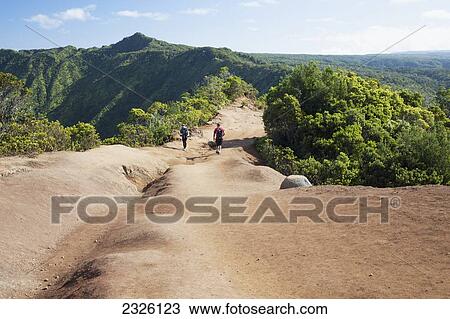 Male and female tourist walk along Pihea Trail; Kauai, Hawaii, United States of America View Large Photo Image Stock Image - Male and female tourist walk along Pihea Trail; Kauai, Hawaii, United States of America. Fotosearch