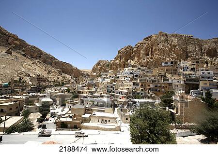 Picture - MA'LOULA CHRISTIAN VILLAGE QUALAMOUN MOUNTAINS SYRIA. Fotosearch