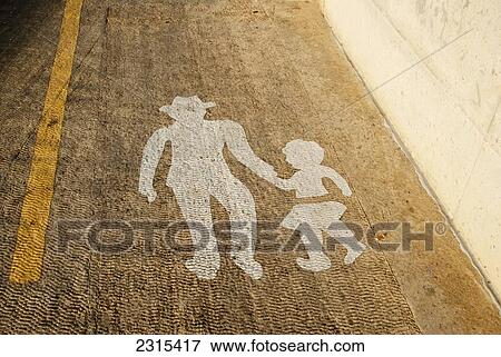 Stock Photo - Malta, Valetta, Pedestrian signs. Fotosearch