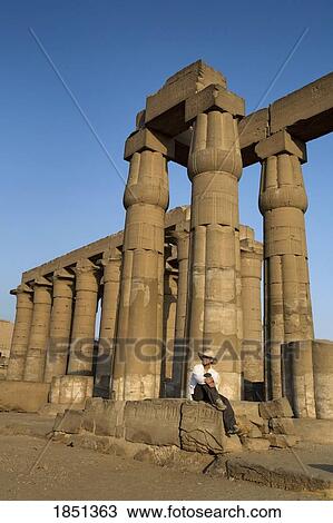 Man At Luxor Temple View Large Photo Image Stock Image - Man At Luxor Temple. Fotosearch