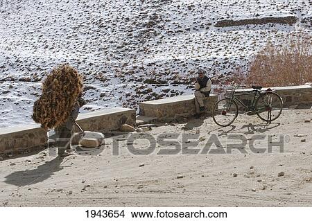 Man Carrying Brushwood And Man With Bicycle Near Zarkharid, Vardak Province, Afghanistan View Large Photo Image Picture - Man Carrying Brushwood And Man With Bicycle Near Zarkharid, Vardak Province, Afghanistan. Fotosearch